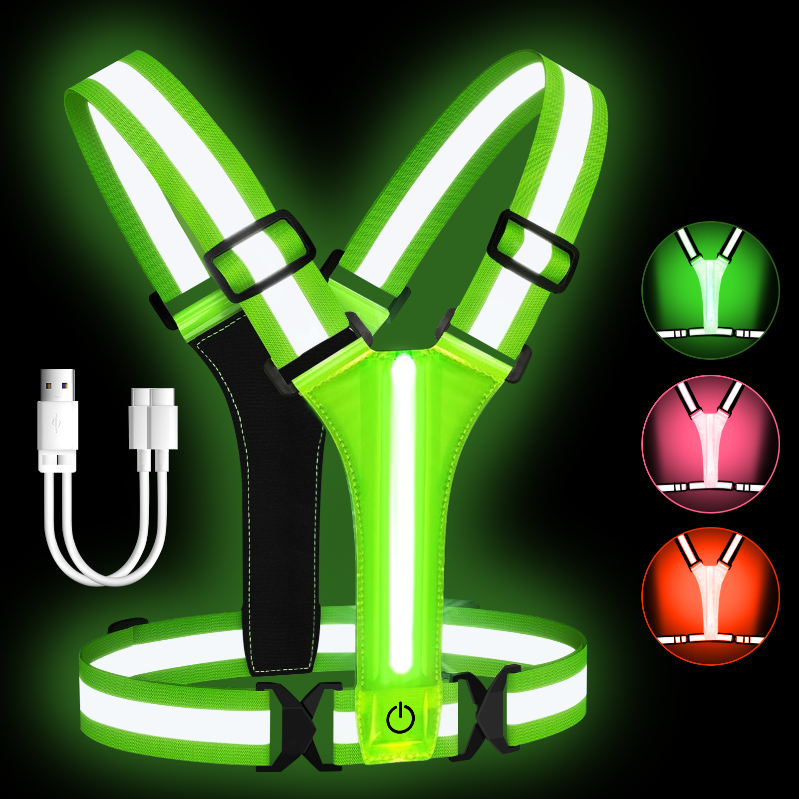 Running Gear In Winter - Adjustable LED Reflective Vest Running Gear