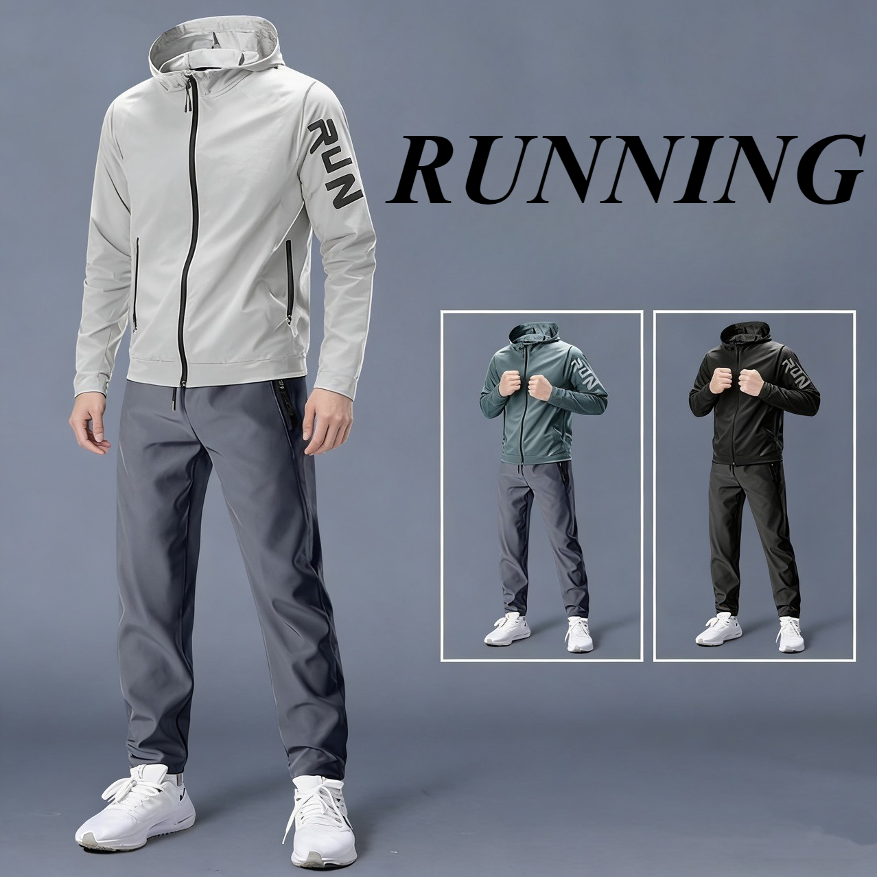 Running Gear Outfit - Men's Sportswear Running Set with Hood